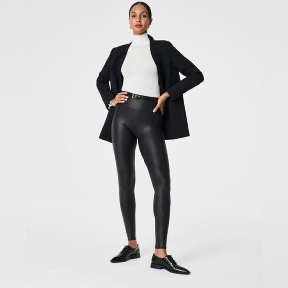 SPANX Faux Leather Leggings black size medium - Picture 1 of 14
